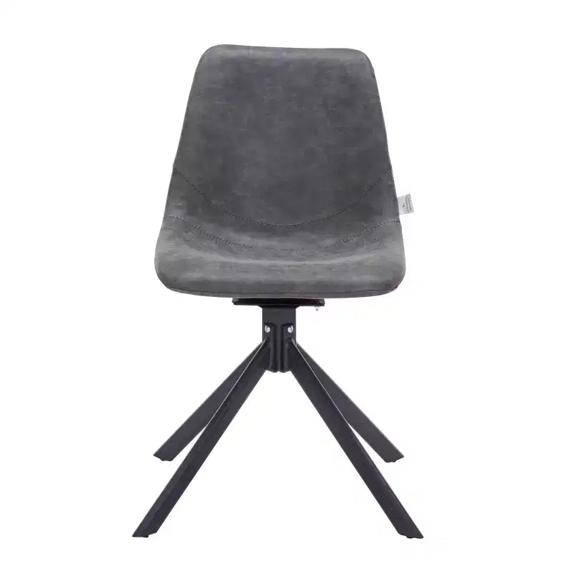 LeisureMod Leather Dining Chair with 360-Degree Swivel And Powder-Coated Iron Legs