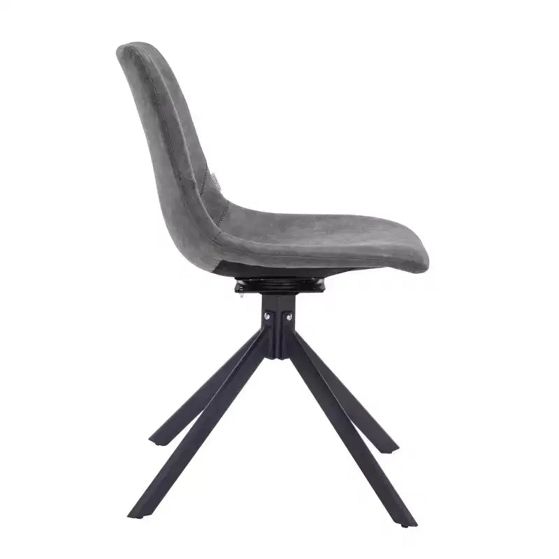LeisureMod Leather Dining Chair with 360-Degree Swivel And Powder-Coated Iron Legs