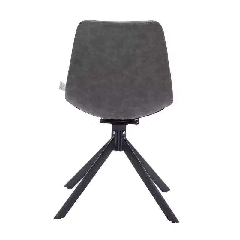 LeisureMod Leather Dining Chair with 360-Degree Swivel And Powder-Coated Iron Legs
