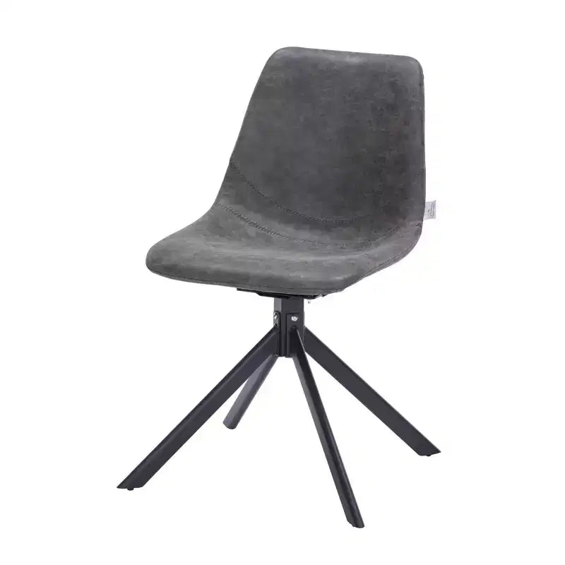 LeisureMod Leather Dining Chair with 360-Degree Swivel And Powder-Coated Iron Legs