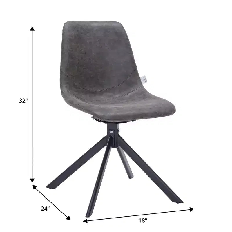 LeisureMod Leather Dining Chair with 360-Degree Swivel And Powder-Coated Iron Legs