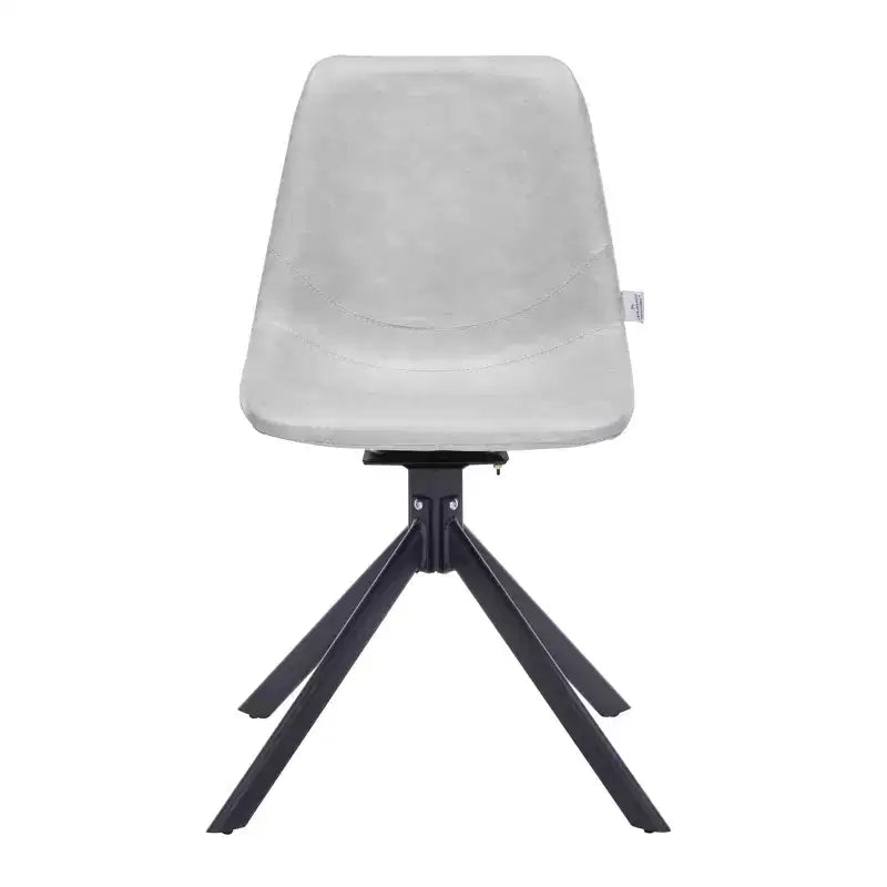 LeisureMod Leather Dining Chair with 360-Degree Swivel And Powder-Coated Iron Legs
