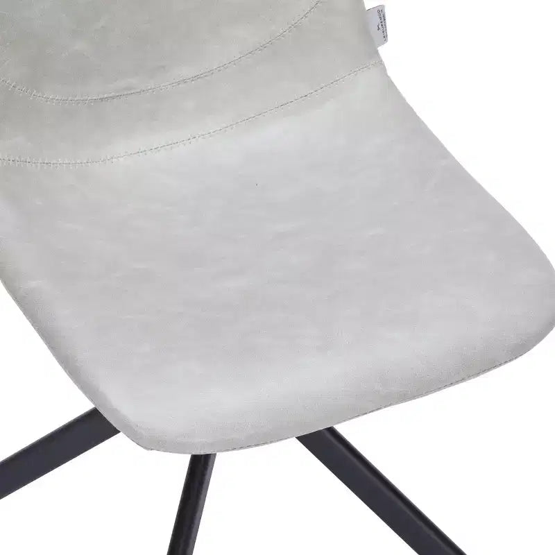 LeisureMod Leather Dining Chair with 360-Degree Swivel And Powder-Coated Iron Legs