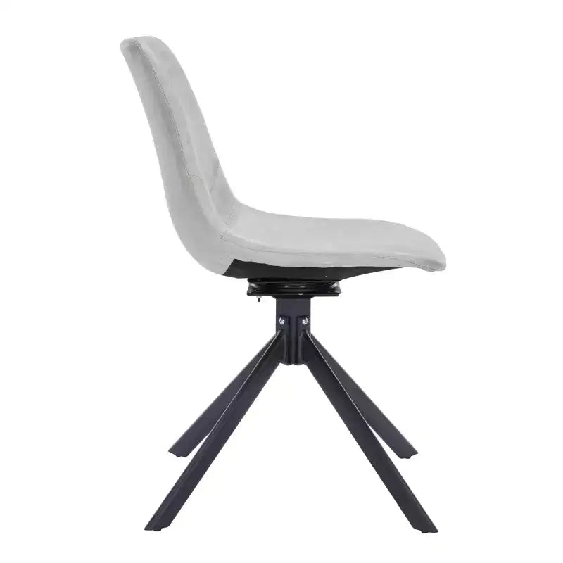 LeisureMod Leather Dining Chair with 360-Degree Swivel And Powder-Coated Iron Legs