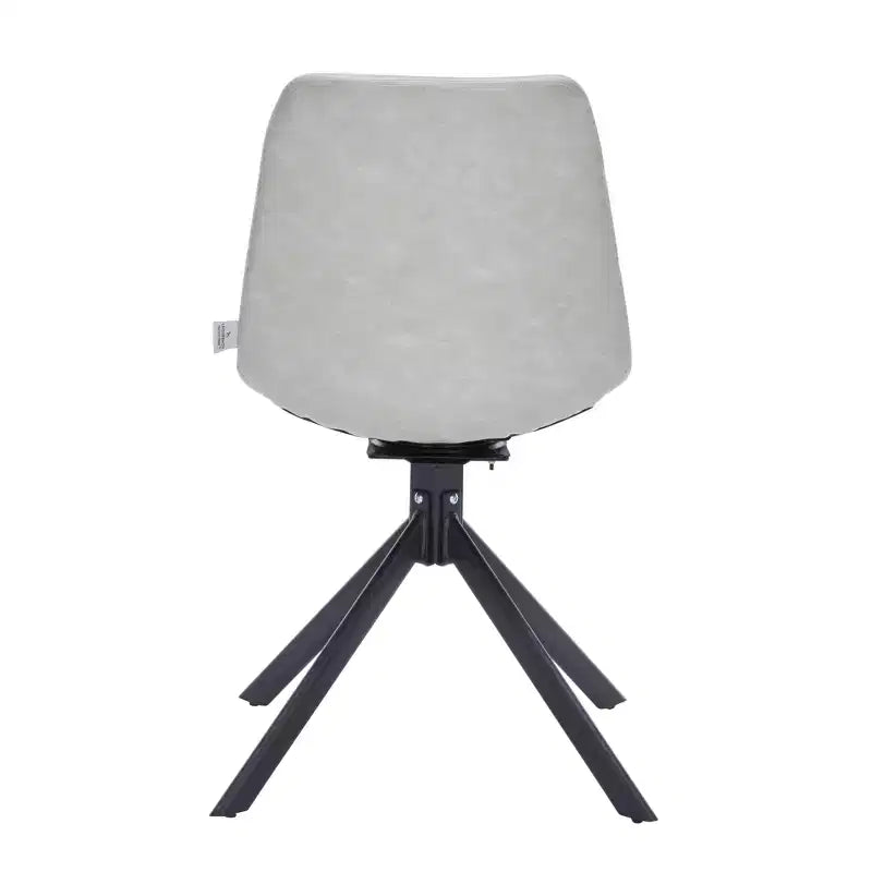 LeisureMod Leather Dining Chair with 360-Degree Swivel And Powder-Coated Iron Legs