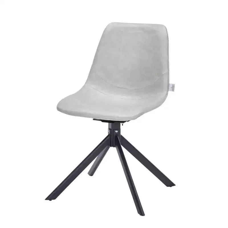 LeisureMod Leather Dining Chair with 360-Degree Swivel And Powder-Coated Iron Legs