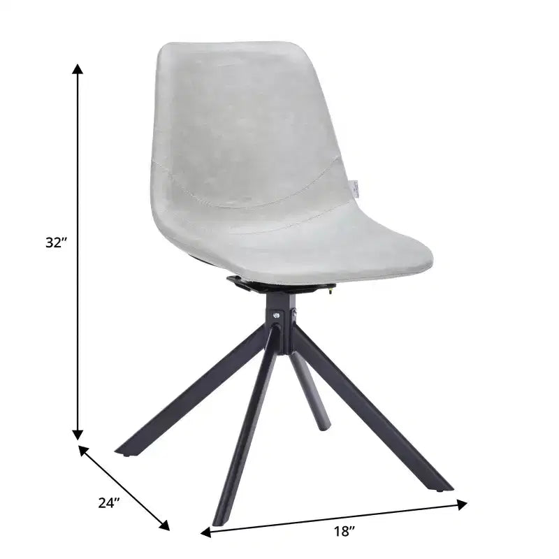 LeisureMod Leather Dining Chair with 360-Degree Swivel And Powder-Coated Iron Legs