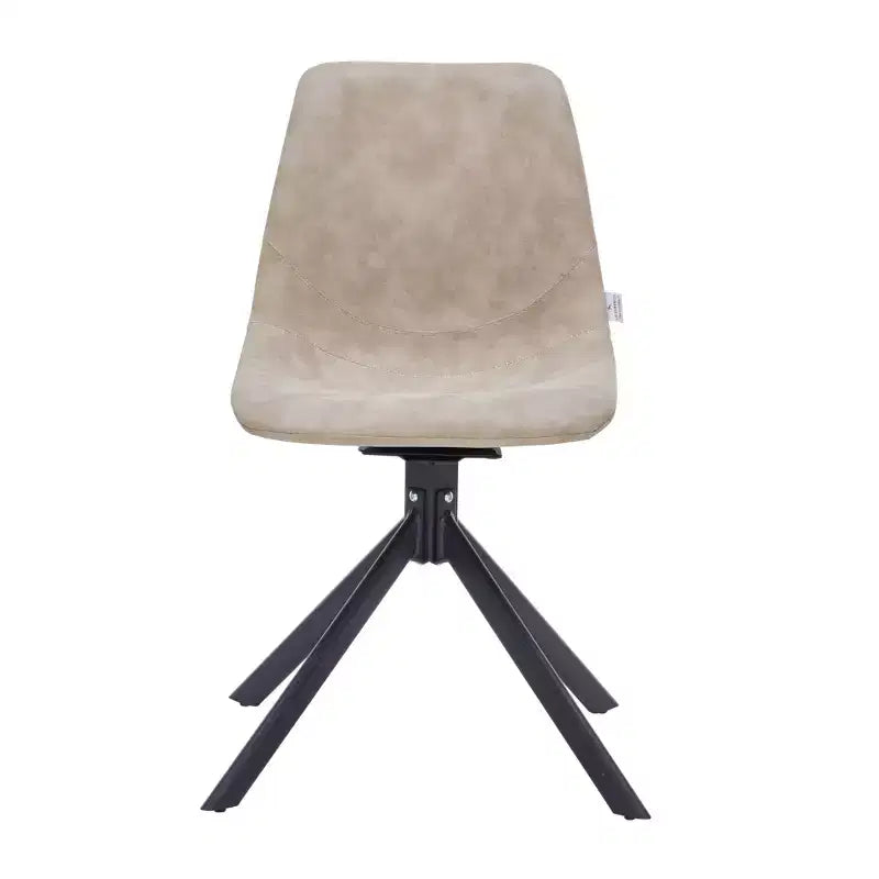 LeisureMod Leather Dining Chair with 360-Degree Swivel And Powder-Coated Iron Legs