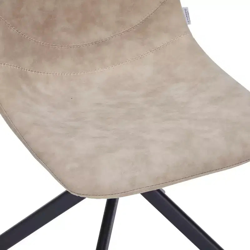 LeisureMod Leather Dining Chair with 360-Degree Swivel And Powder-Coated Iron Legs