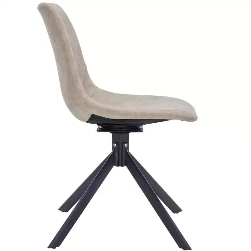 LeisureMod Leather Dining Chair with 360-Degree Swivel And Powder-Coated Iron Legs