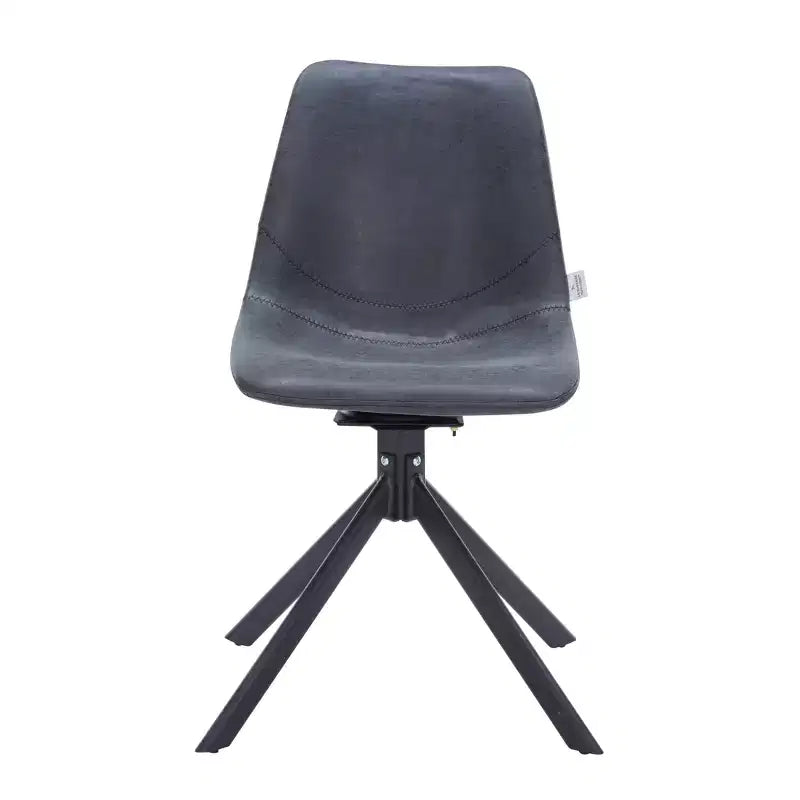 LeisureMod Leather Dining Chair with 360-Degree Swivel And Powder-Coated Iron Legs