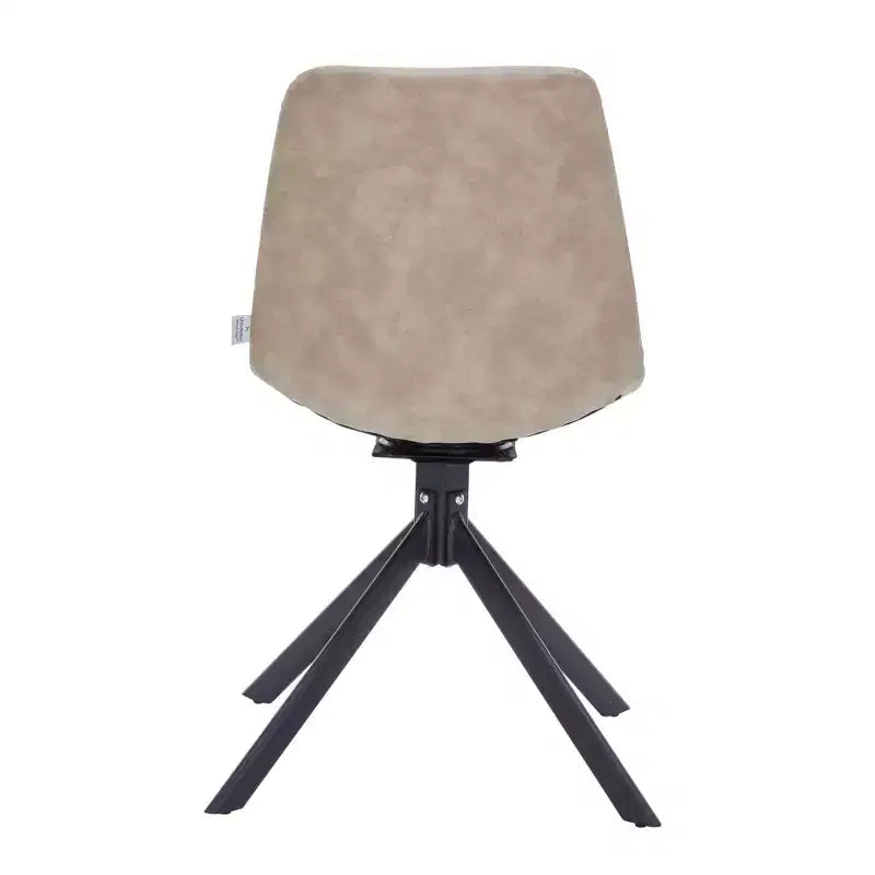 LeisureMod Leather Dining Chair with 360-Degree Swivel And Powder-Coated Iron Legs