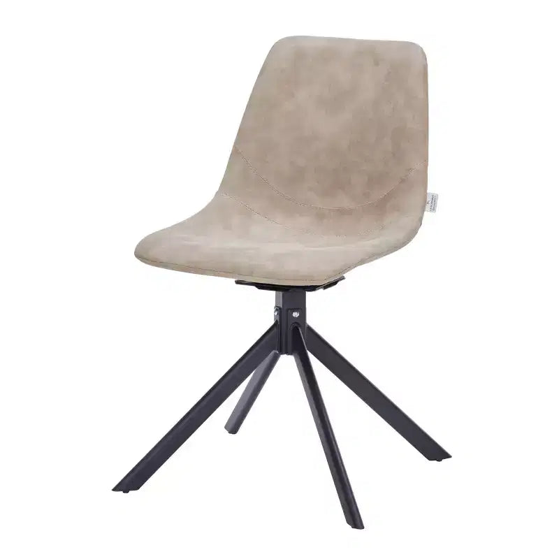 LeisureMod Leather Dining Chair with 360-Degree Swivel And Powder-Coated Iron Legs