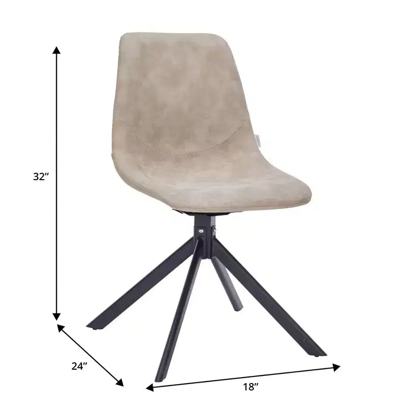 LeisureMod Leather Dining Chair with 360-Degree Swivel And Powder-Coated Iron Legs