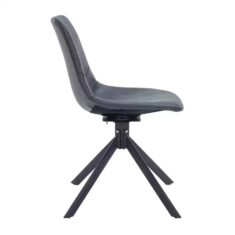 LeisureMod Leather Dining Chair with 360-Degree Swivel And Powder-Coated Iron Legs