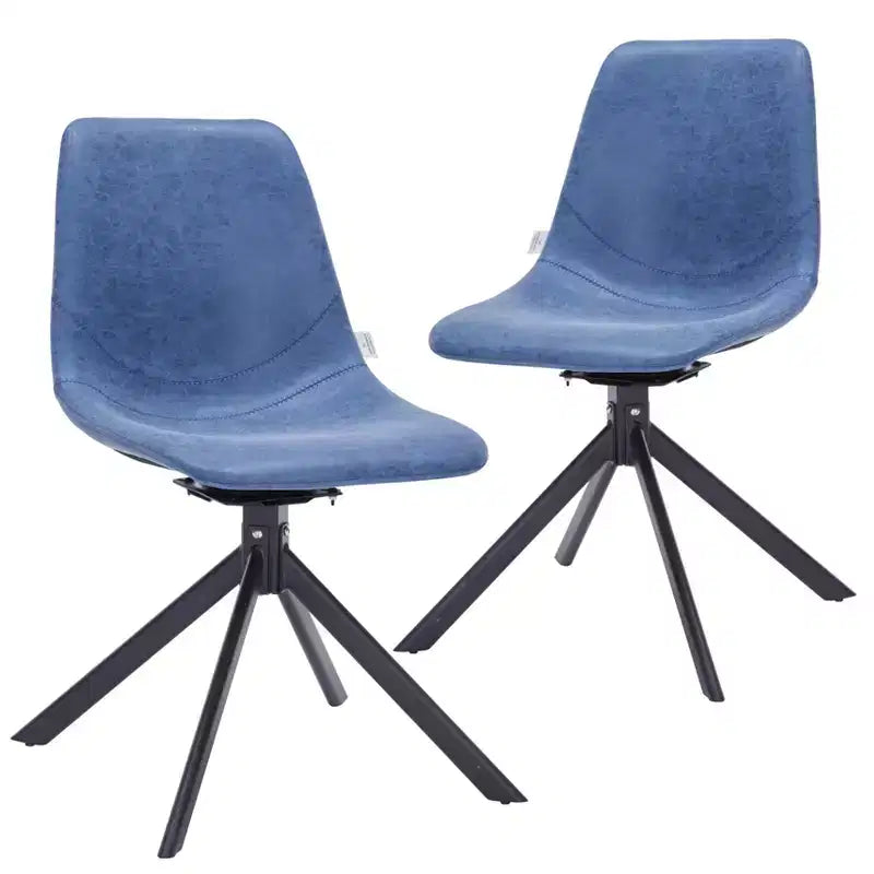 LeisureMod Leather Dining Chair with 360-Degree Swivel And Powder-Coated Iron Legs