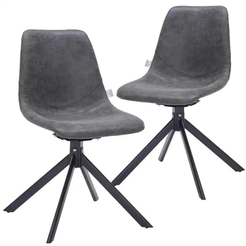 LeisureMod Leather Dining Chair with 360-Degree Swivel And Powder-Coated Iron Legs