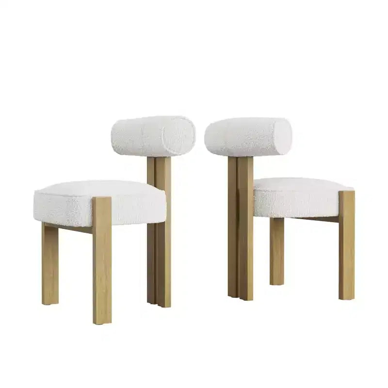 Modern Boucle Dining Room Chairs Set of 2 Upholstered Dining Chairs with Rubber Wood Legs and Ergonomic Curved Back for Dining Room or Living Room