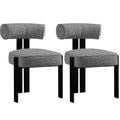 Modern Boucle Dining Room Chairs Set of 2 Upholstered Dining Chairs with Rubber Wood Legs and Ergonomic Curved Back for Dining Room or Living Room