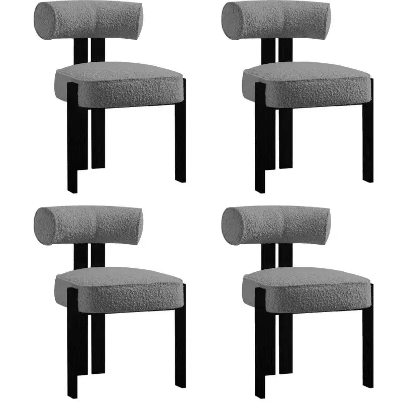 Modern Boucle Dining Room Chairs Set of 2 Upholstered Dining Chairs with Rubber Wood Legs and Ergonomic Curved Back for Dining Room or Living Room