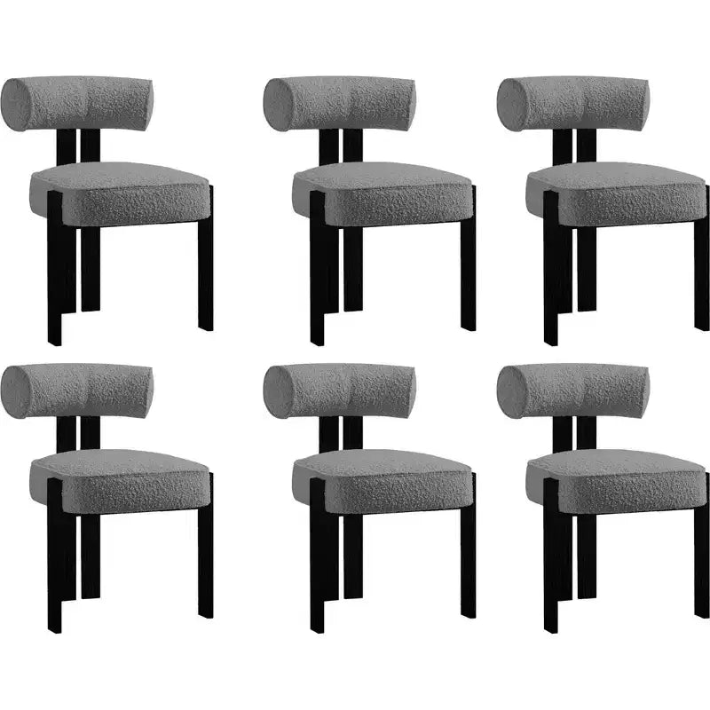 Modern Boucle Dining Room Chairs Set of 2 Upholstered Dining Chairs with Rubber Wood Legs and Ergonomic Curved Back for Dining Room or Living Room