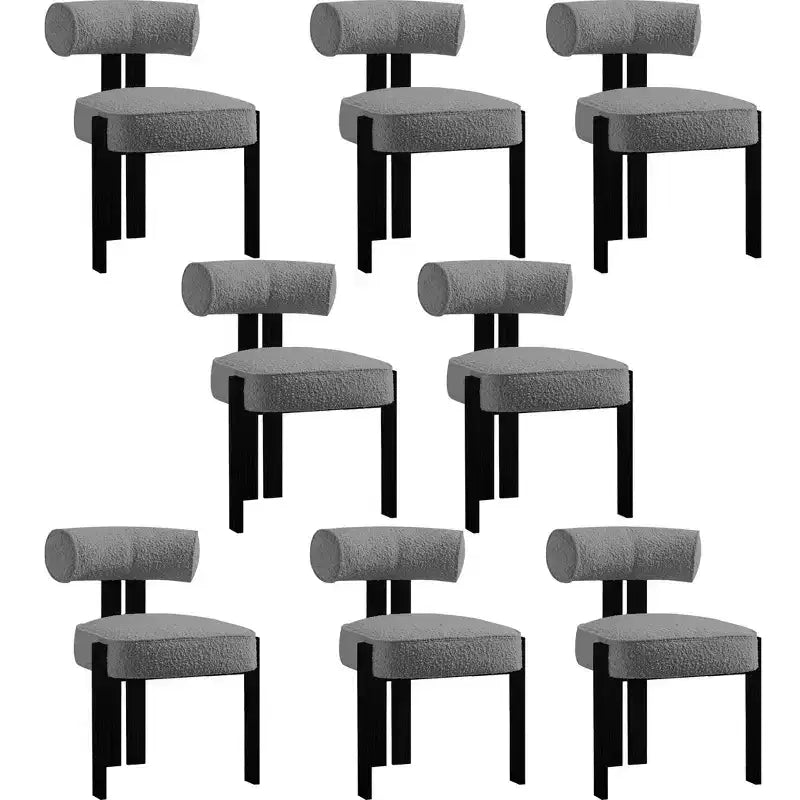 Modern Boucle Dining Room Chairs Set of 2 Upholstered Dining Chairs with Rubber Wood Legs and Ergonomic Curved Back for Dining Room or Living Room