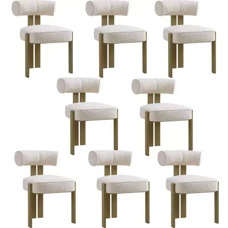 Modern Boucle Dining Room Chairs Set of 2 Upholstered Dining Chairs with Rubber Wood Legs and Ergonomic Curved Back for Dining Room or Living Room