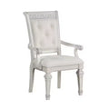 Royal Hampton Dining Armchair Set of 2 Solid Wood Ivory Button Tufted Fabric