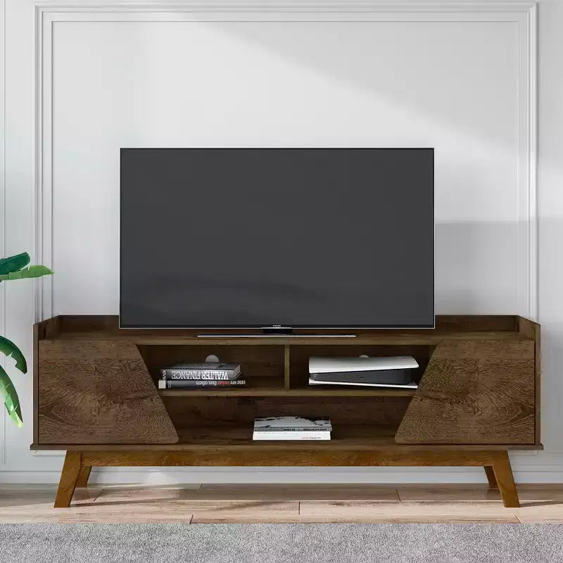 GDFStudio Elberton 63 Mid-Century Modern TV Stand with Soft Close Doors