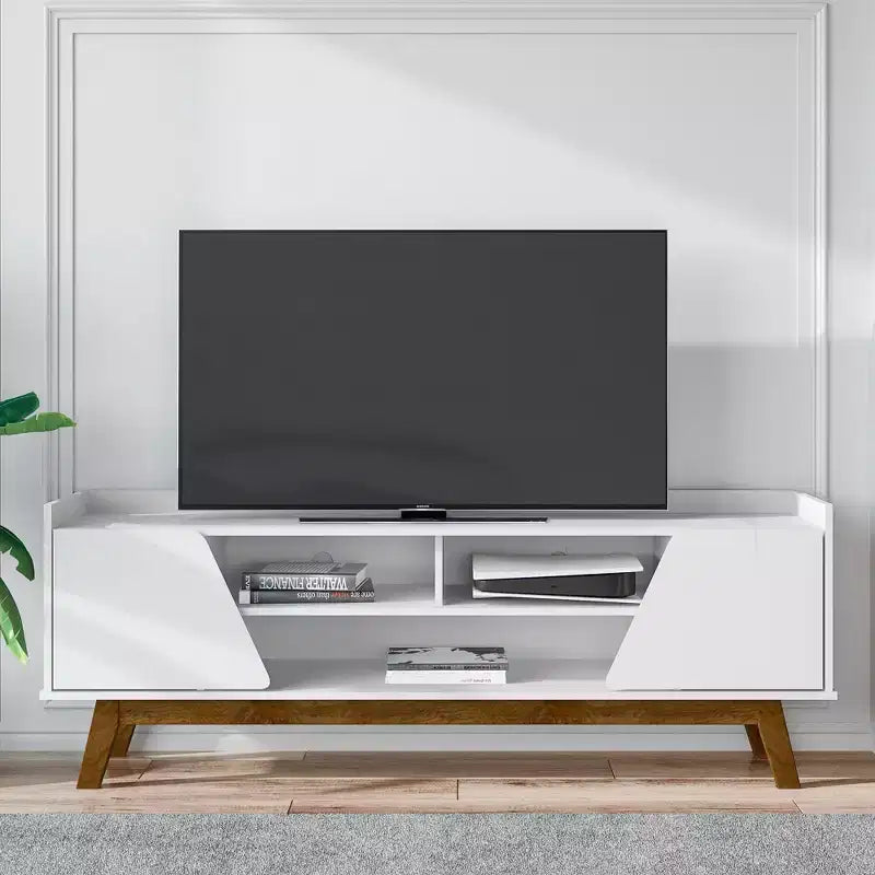 GDFStudio Elberton 63 Mid-Century Modern TV Stand with Soft Close Doors