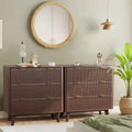 COZONY Modern Nightstands Set of 2 Fluted Bedside Tables with Faux Marble Top and 3 Drawers for Bedroom and Living Room