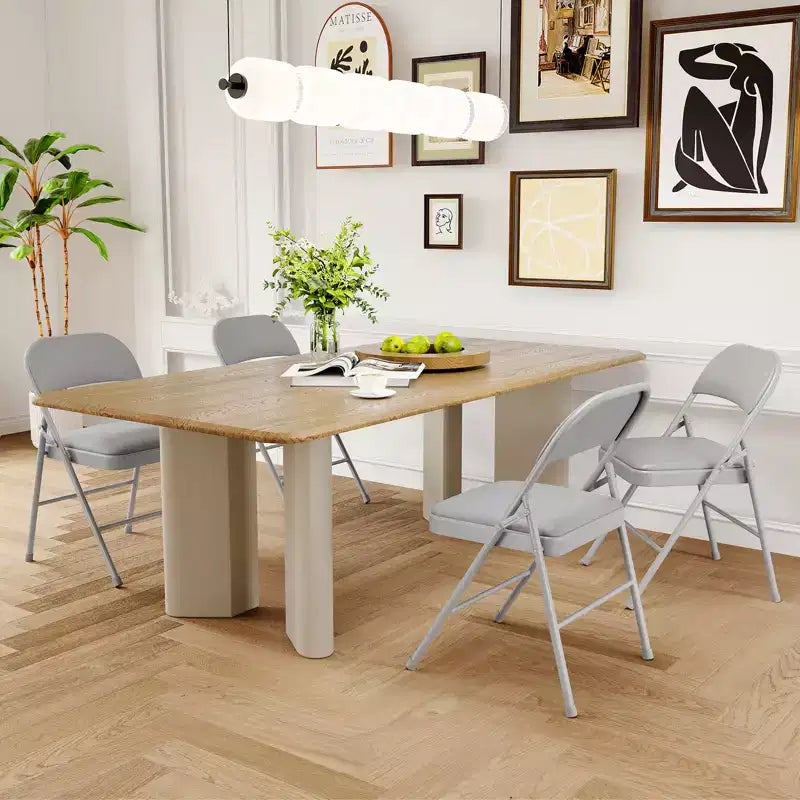 Folding Chairs with Padded Cushions Metal Frame Hold Up to 350 Pounds Portable Leather Upholstered Chair for Dining Room Living Room