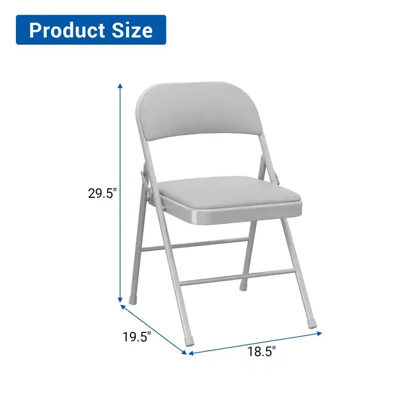Folding Chairs with Padded Cushions Metal Frame Hold Up to 350 Pounds Portable Leather Upholstered Chair for Dining Room Living Room