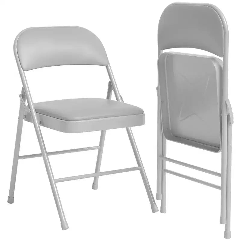 Folding Chairs with Padded Cushions Metal Frame Hold Up to 350 Pounds Portable Leather Upholstered Chair for Dining Room Living Room
