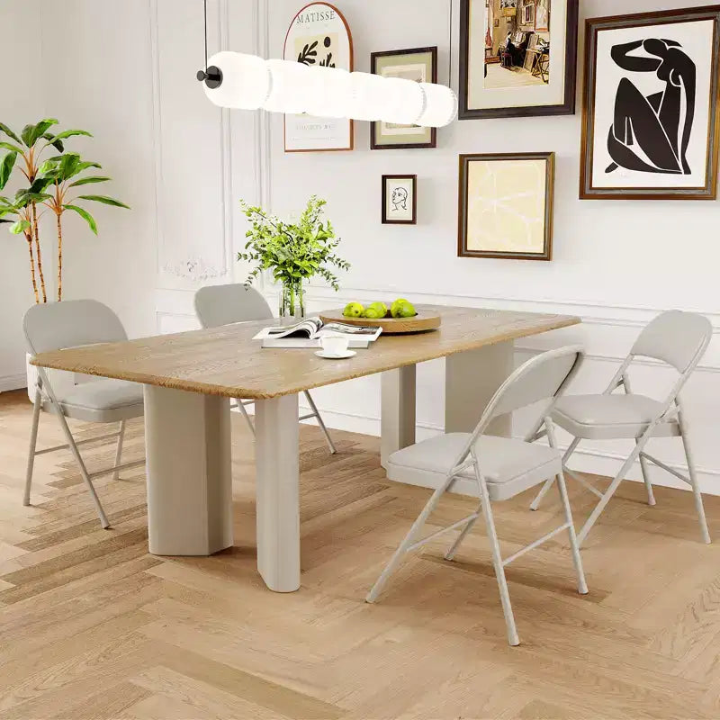 Folding Chairs with Padded Cushions Metal Frame Hold Up to 350 Pounds Portable Leather Upholstered Chair for Dining Room Living Room