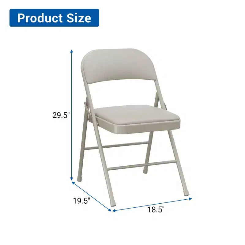 Folding Chairs with Padded Cushions Metal Frame Hold Up to 350 Pounds Portable Leather Upholstered Chair for Dining Room Living Room