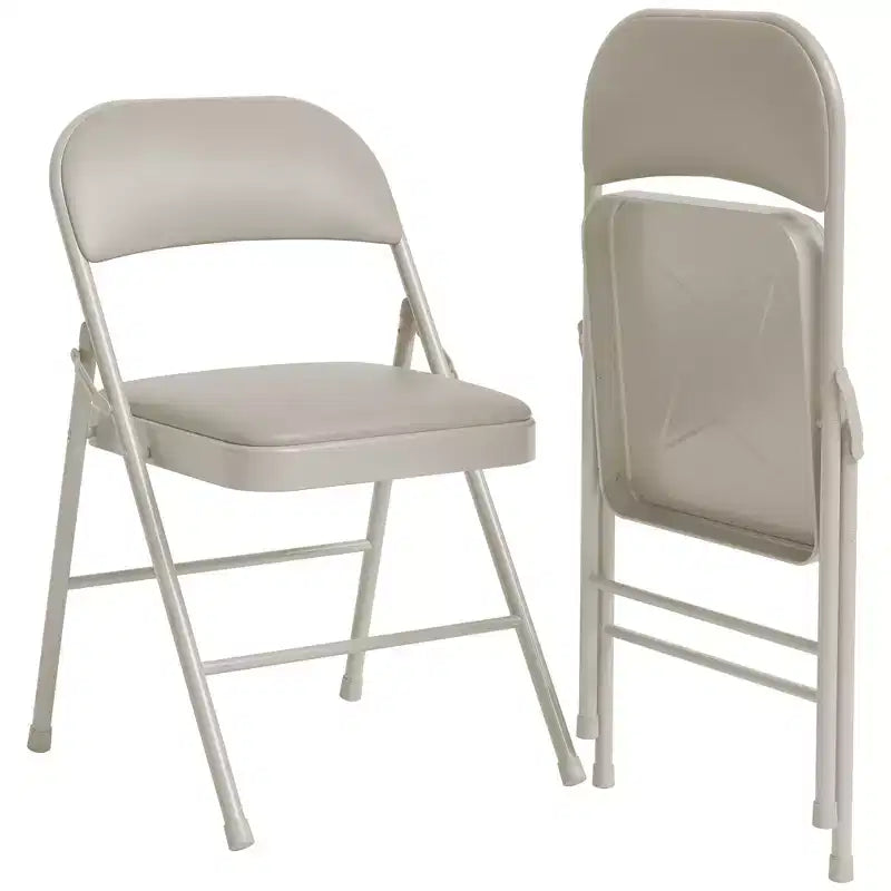 Folding Chairs with Padded Cushions Metal Frame Hold Up to 350 Pounds Portable Leather Upholstered Chair for Dining Room Living Room