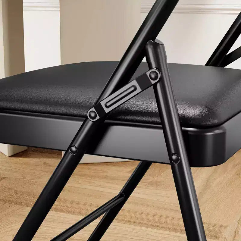 Folding Chairs with Padded Cushions Metal Frame Hold Up to 350 Pounds Portable Leather Upholstered Chair for Dining Room Living Room