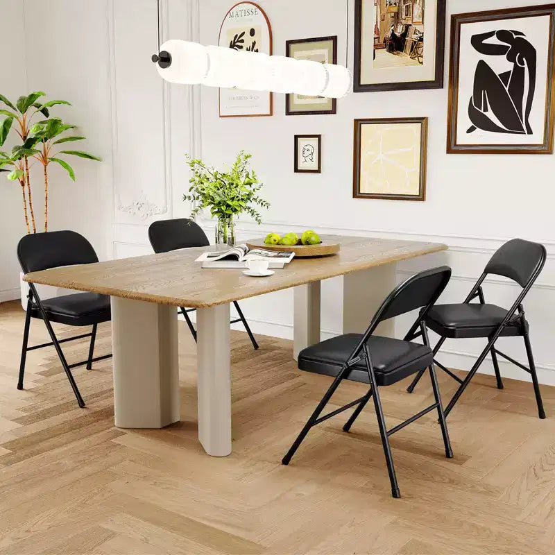 Folding Chairs with Padded Cushions Metal Frame Hold Up to 350 Pounds Portable Leather Upholstered Chair for Dining Room Living Room