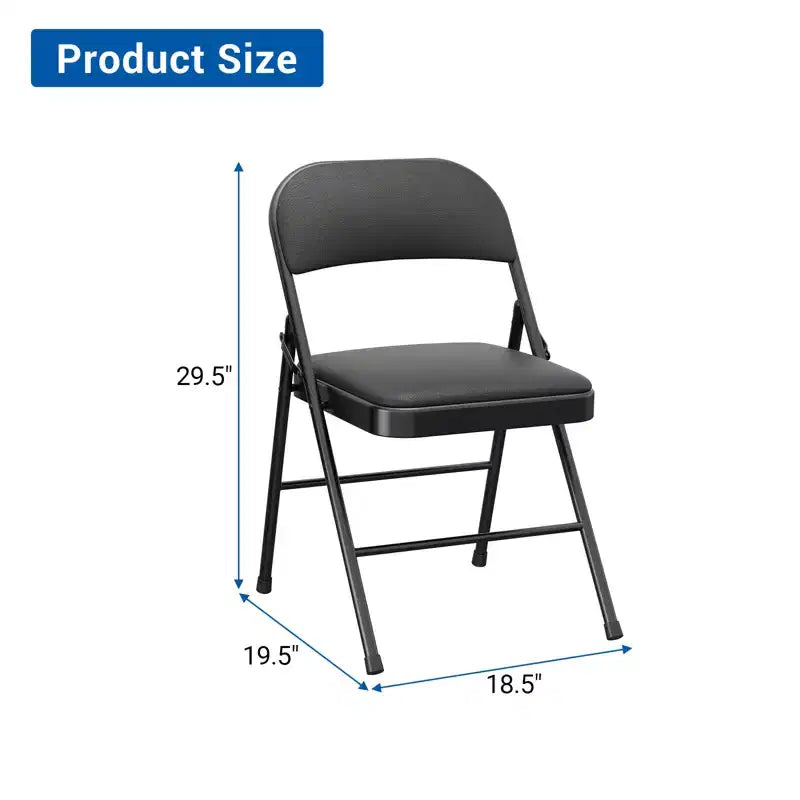 Folding Chairs with Padded Cushions Metal Frame Hold Up to 350 Pounds Portable Leather Upholstered Chair for Dining Room Living Room