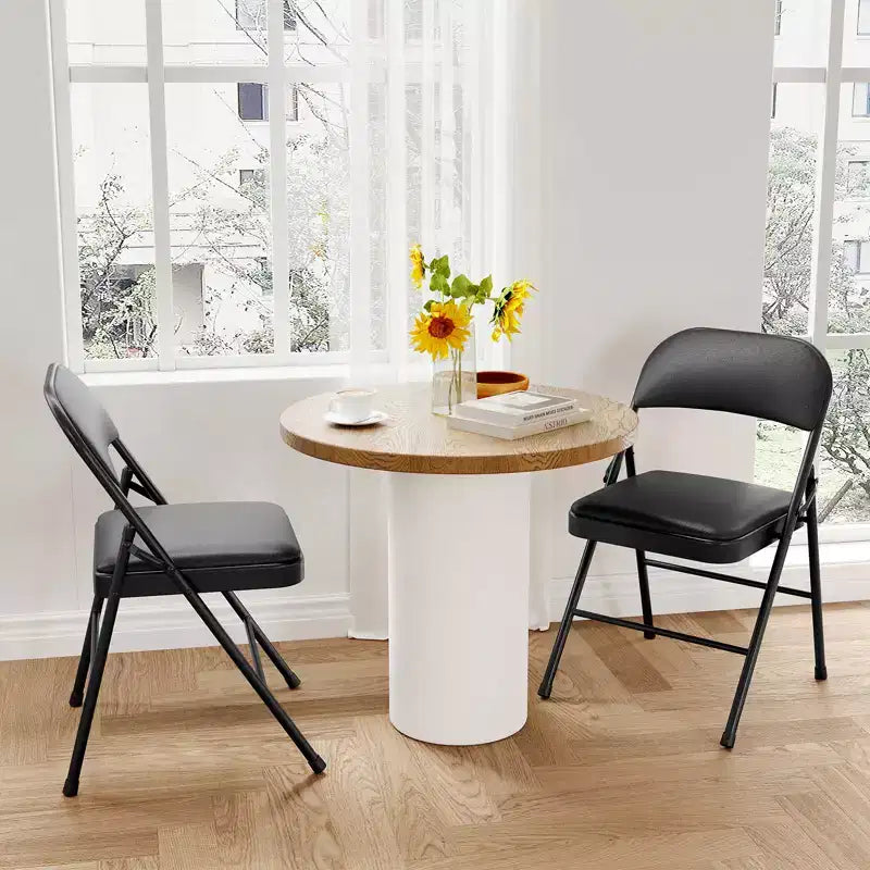 Folding Chairs with Padded Cushions Metal Frame Hold Up to 350 Pounds Portable Leather Upholstered Chair for Dining Room Living Room