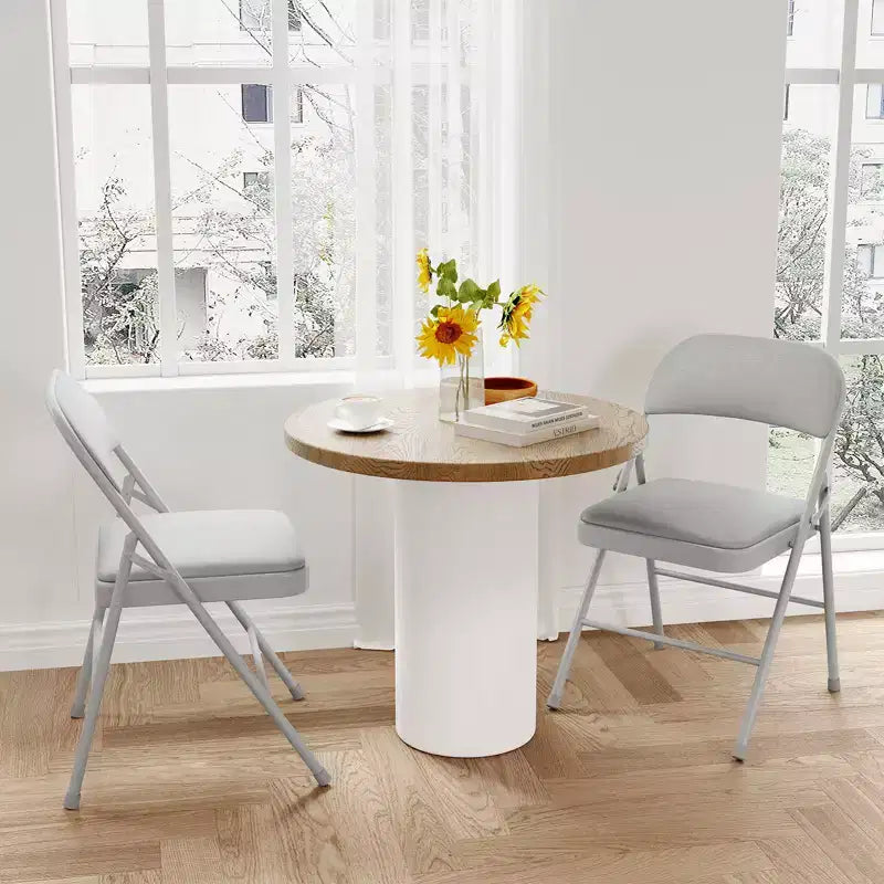 Folding Chairs with Padded Cushions Metal Frame Hold Up to 350 Pounds Portable Leather Upholstered Chair for Dining Room Living Room