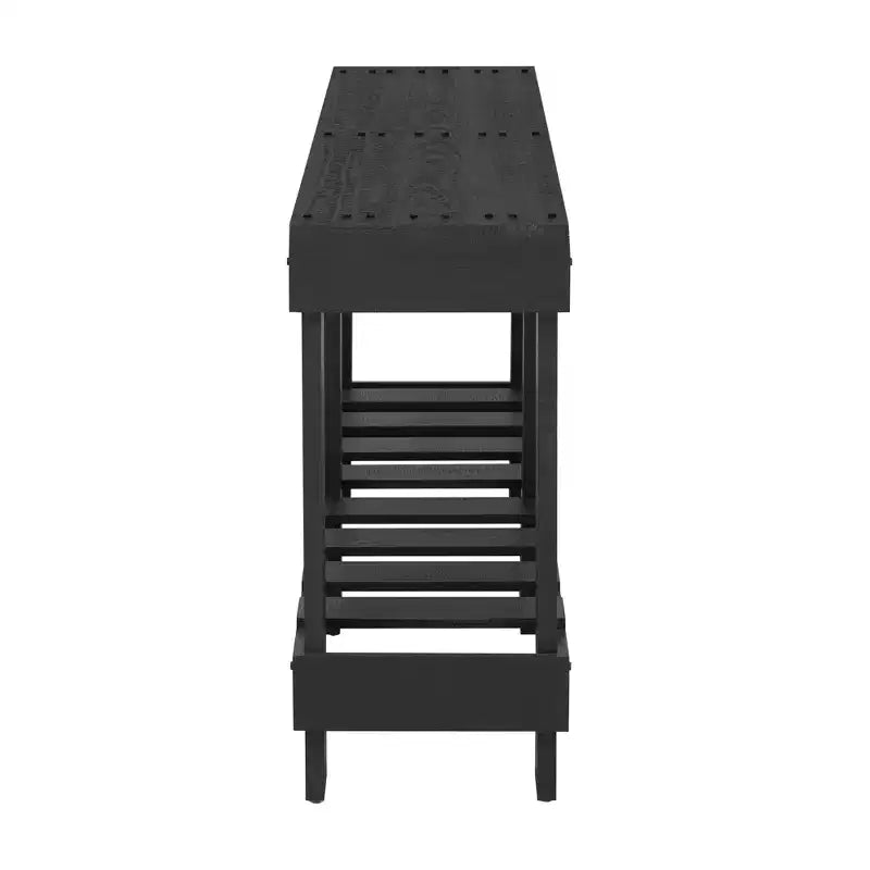 Farmhouse Console Table with Storage Fir Solid Wood Hallway Table Vintage Entryway Table with Shelf and Reinforced Legs