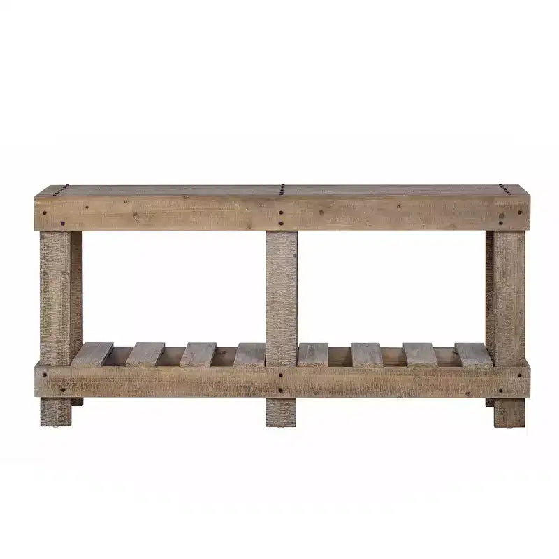 Farmhouse Console Table with Storage Fir Solid Wood Hallway Table Vintage Entryway Table with Shelf and Reinforced Legs