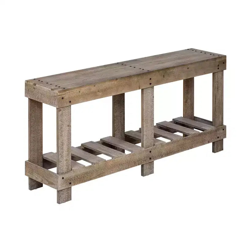 Farmhouse Console Table with Storage Fir Solid Wood Hallway Table Vintage Entryway Table with Shelf and Reinforced Legs