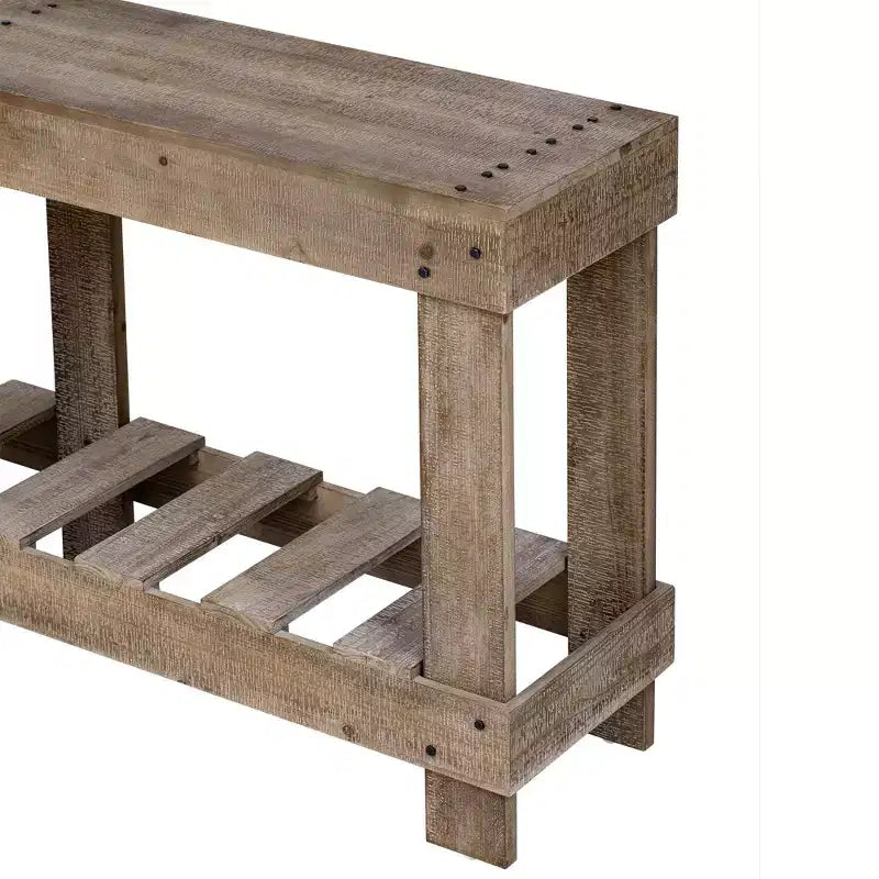 Farmhouse Console Table with Storage Fir Solid Wood Hallway Table Vintage Entryway Table with Shelf and Reinforced Legs