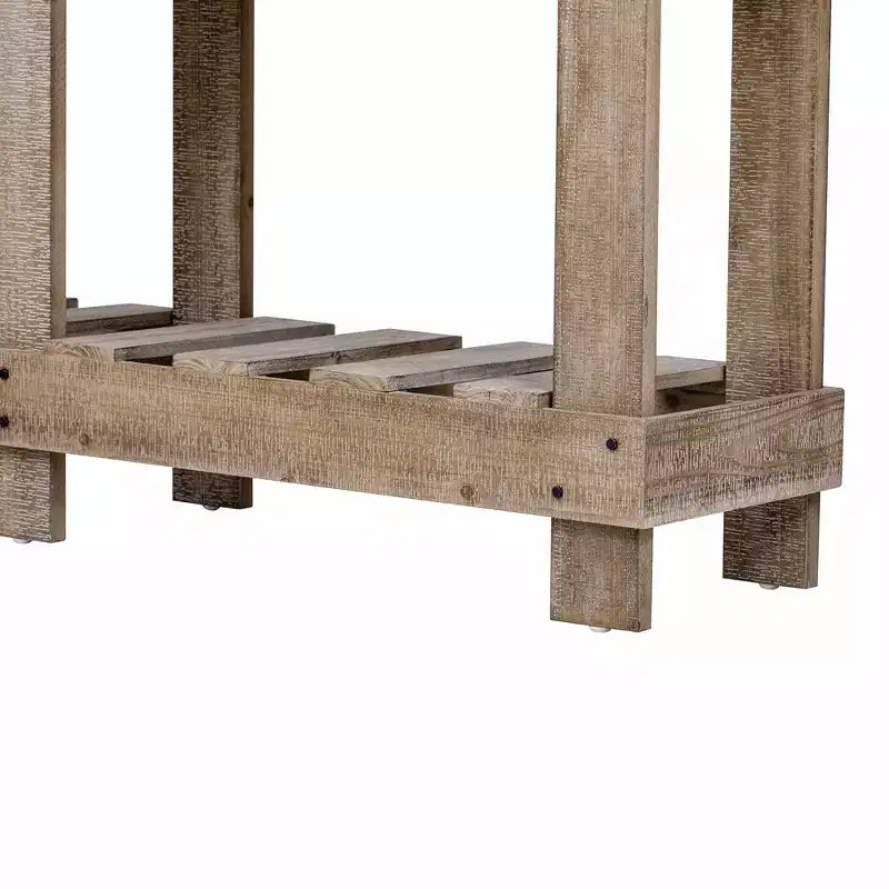 Farmhouse Console Table with Storage Fir Solid Wood Hallway Table Vintage Entryway Table with Shelf and Reinforced Legs