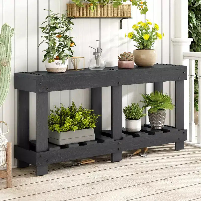 Farmhouse Console Table with Storage Fir Solid Wood Hallway Table Vintage Entryway Table with Shelf and Reinforced Legs