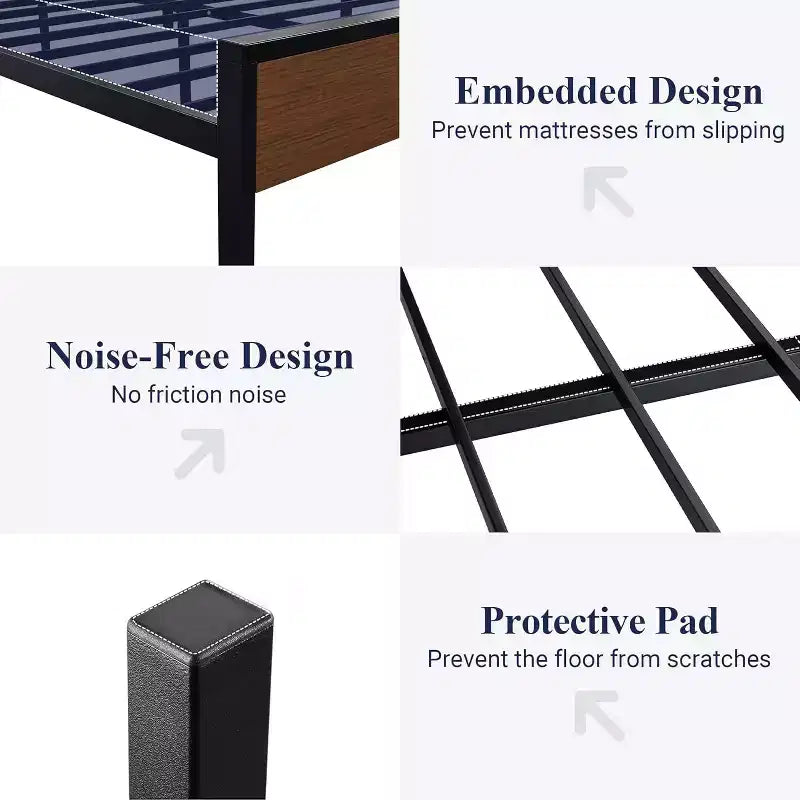 Platform Bed Frame with Headboard and Footboard Under Bed Storage No Box Spring Needed 12 Metal Slats Noise Free