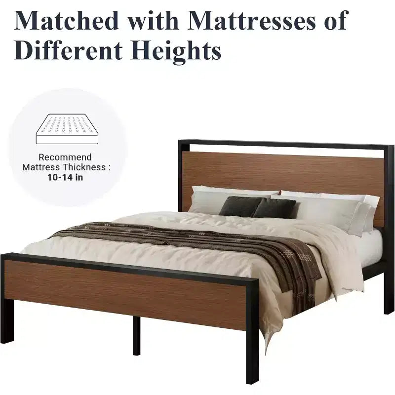 Platform Bed Frame with Headboard and Footboard Under Bed Storage No Box Spring Needed 12 Metal Slats Noise Free